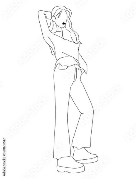 Fototapeta beautiful kpop idol image with elegant pose, editable vector illustration eps.10