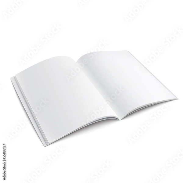 Fototapeta Blank opened magazine template with soft shadows.