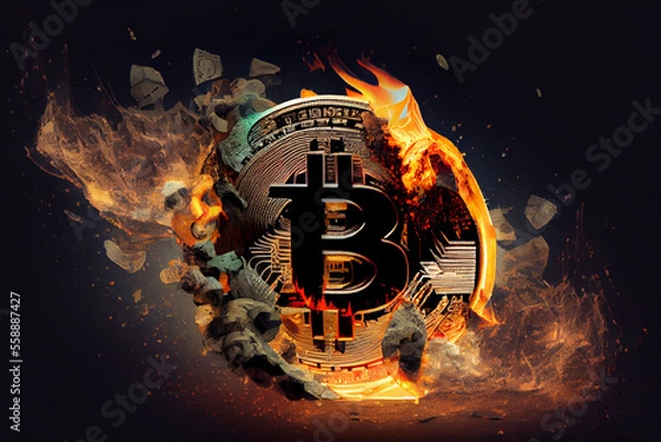 Fototapeta Bitcon verbrennt, Generative KI