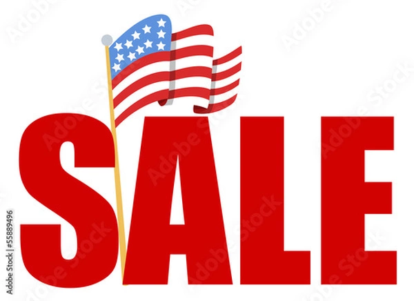 Fototapeta 4th of july Vector - sale text with Flag of America