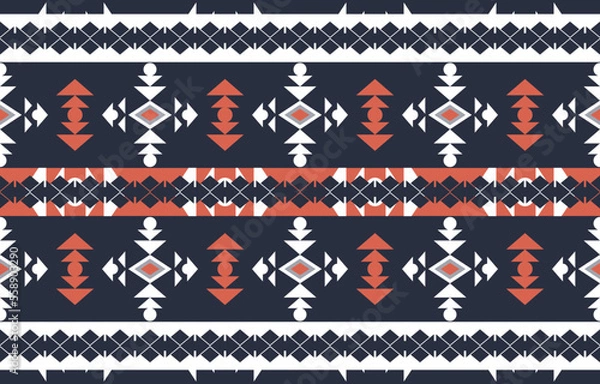 Fototapeta Oriental traditional ikat ethnic textile pattern Design for book cover,background,carpet,wallpaper,clothing,wrapping,Batik,fabric,Vector illustration embroidery style.