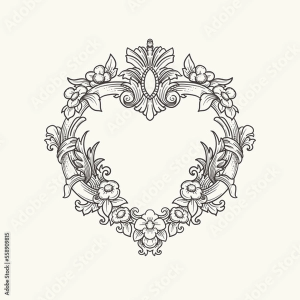 Fototapeta Vintage heraldry frame with flora ornament
