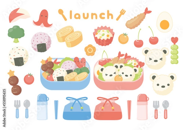 Obraz かわいいおにぎりのお弁当セット