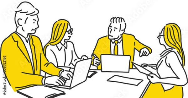 Obraz ミーティング中の会社員のイラスト