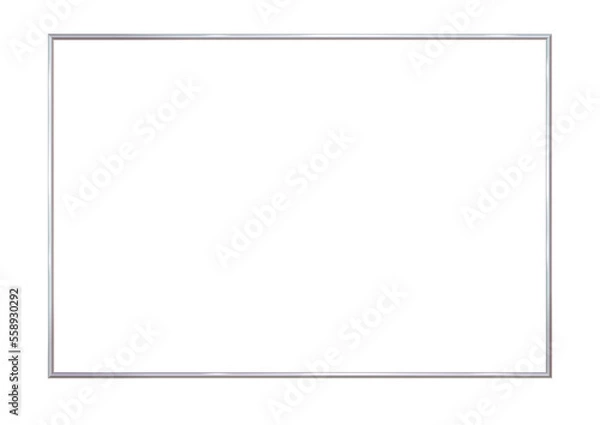Fototapeta Rectangle realistic frame metal or silver. Isolated. Steel, photoframe template. For picture. png