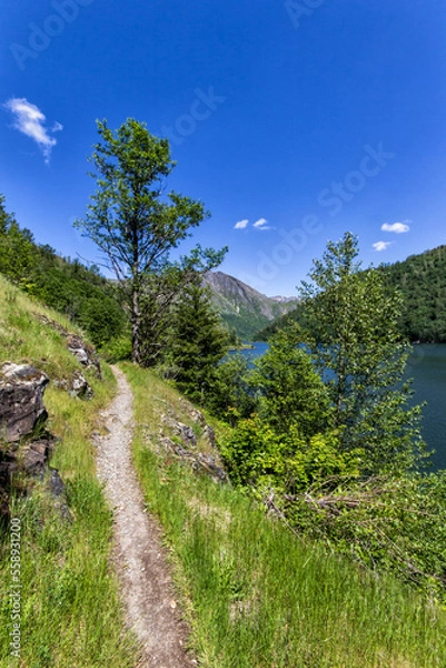 Obraz landscape with lake and mountains