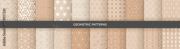 Fototapeta Set of Geometric seamless patterns. Abstract geometric  hexagonal  graphic design print 3d cubes pattern. Seamless  geometric cubes pattern.