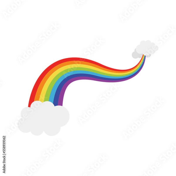 Fototapeta Rainbow with cloud in flat style isolated