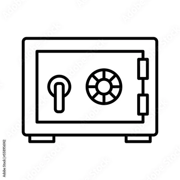 Fototapeta Strongbox line icon. Bank safe box. Pictogram isolated on white background.