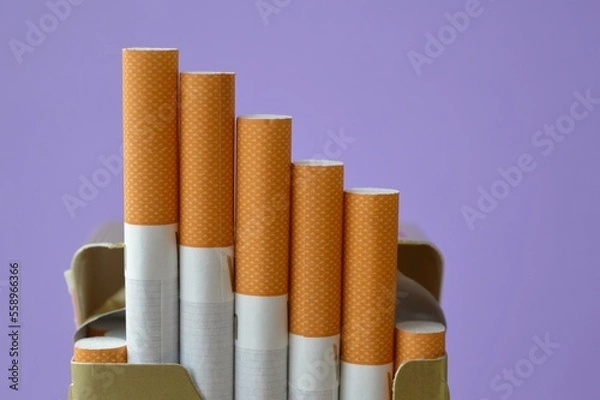 Fototapeta Filter cigarettes, a tobacco product that causes nicotine addiction and serious health problems	