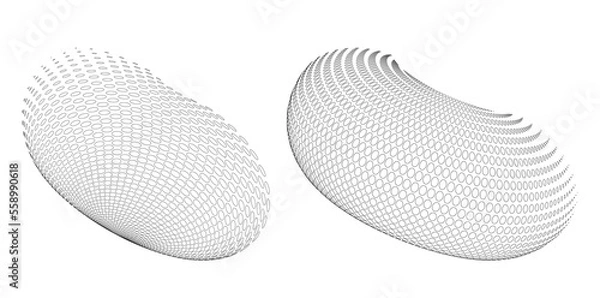 Fototapeta Set Design elements symbol Editable halftone frame dot circle pattern on white background. Vector illustration eps 10 frame with black random dots. Round border Icon using halftone circle dots text