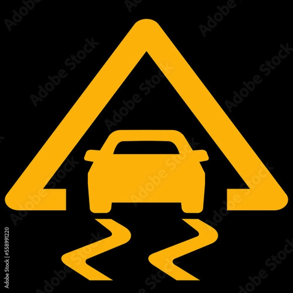 Fototapeta Amber vector graphic on a black background of a dashboard warning light for electronic stability control