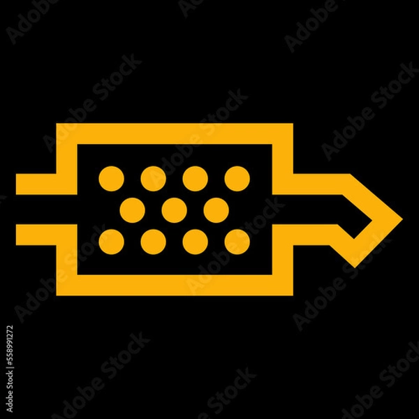 Fototapeta Amber vector graphic on a black background of a dashboard warning light for the diesel particulate filter