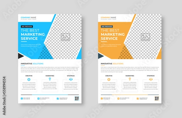 Fototapeta Creative corporate trendy unique business professional marketing agency modern simple leaflet flyer design for attractive business poster layout, business minimal abstract advertising vector template.