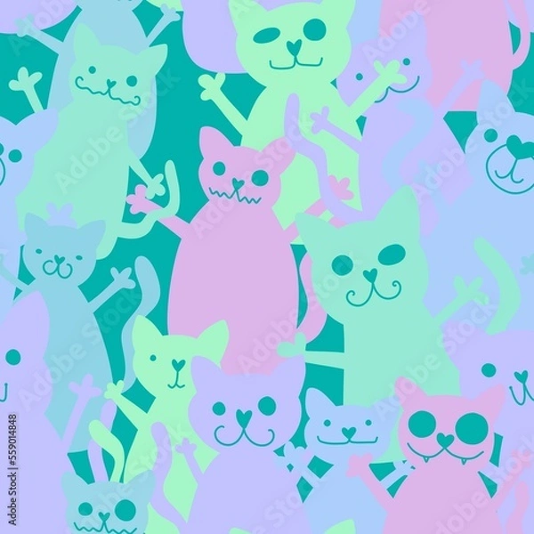 Obraz Halloween animals seamless toys cats pattern for wrapping paper and kids clothes print and fabrics
