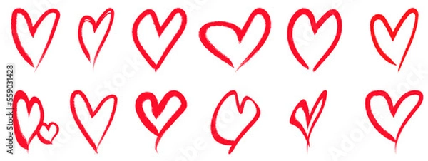 Fototapeta Collection of heart on transparent background. for valentines day decoration. valentines day gift icon. set of heart icon.