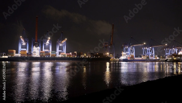 Fototapeta Container terminal Altenwerder in the port of Hamburg - travel photography
