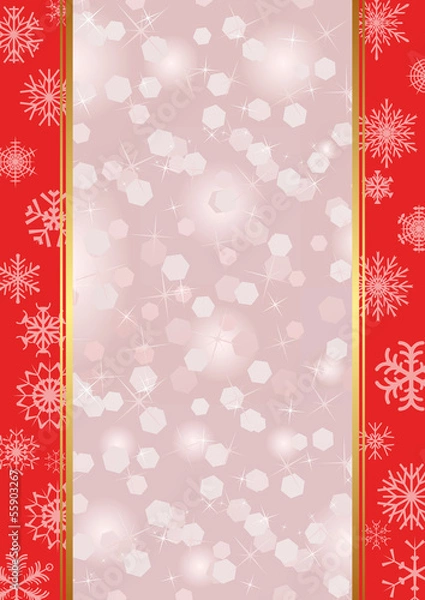 Fototapeta winter red background with snowflakes