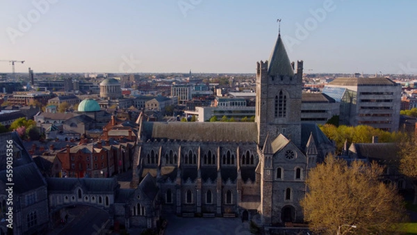 Fototapeta Christ Church Cathedral in Dublin - aerial view