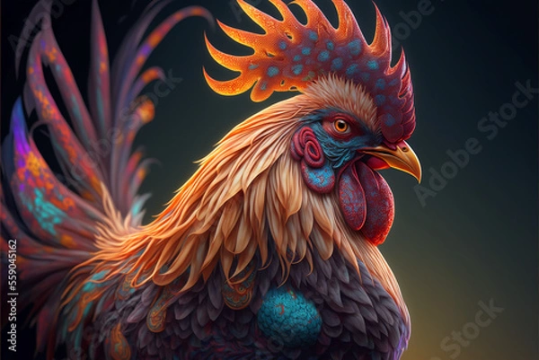 Obraz Beautiful chicken. Vector illustration. Artwork. Generative AI