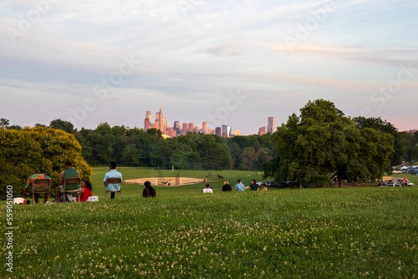 Obraz Philadelphia summer skyline, view from Fairmount Park, Pennsylvania, 2022.