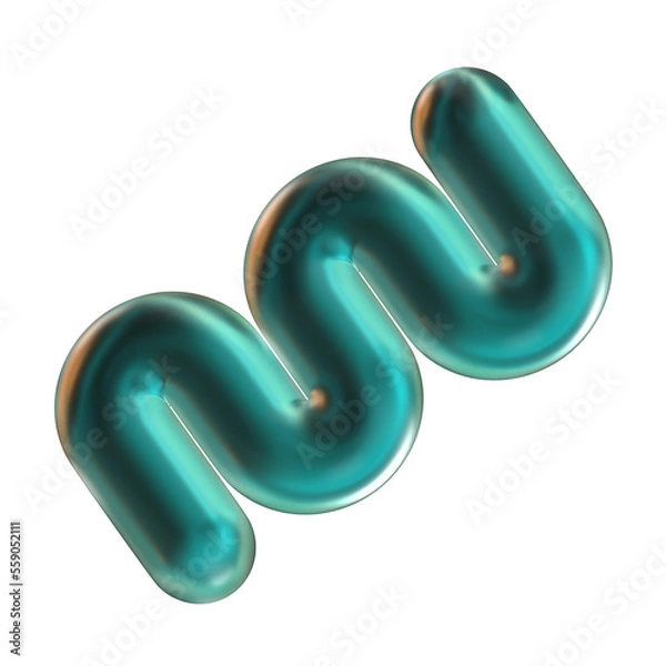 Obraz High resolution 3D render of Abstract shape 3D design with glass material, with transparent background