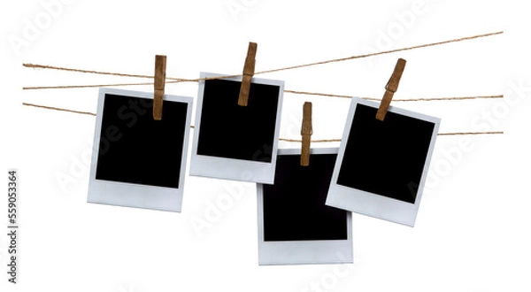 Obraz blank photo frames on rope