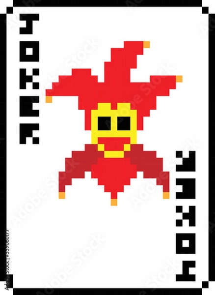 Obraz Joker card pixel vector illustration. pixel art.