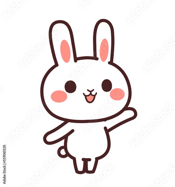 Obraz 案内する兎のかわいいキャラクター　斜め　右　イラスト素材