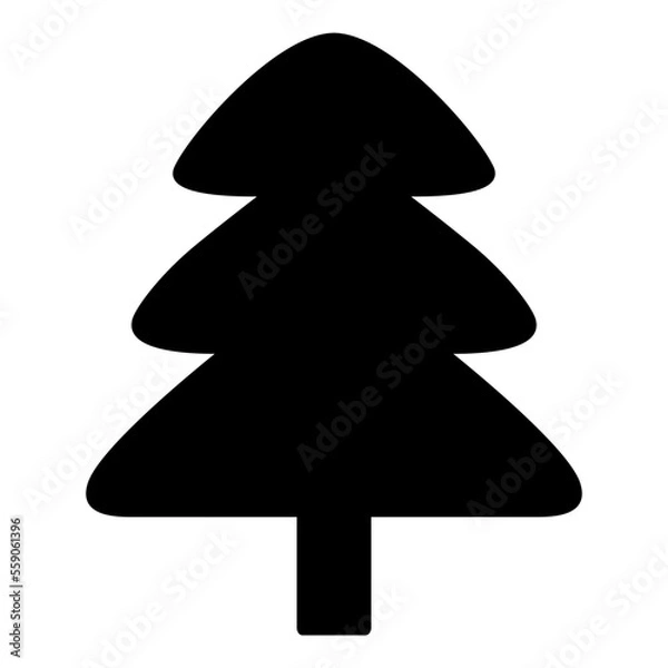 Obraz Black pine tree on white background
