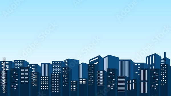 Obraz In the background are many tall buildings in the city center with a beautiful view of twinkling lights