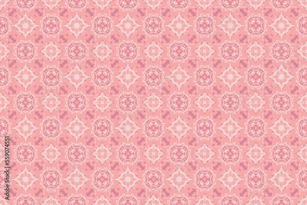 Fototapeta Abstract seamless patterns, geometric patterns, and batik patterns are designed for use in interior, wallpaper, fabric, curtain, carpet, clothing, Batik, satin, background, and Embroidery style.