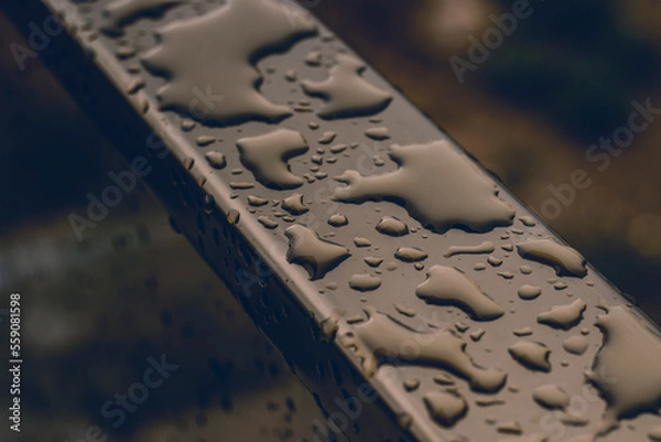 Obraz water drops on a metal surface