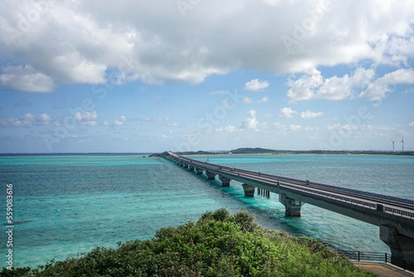 Obraz 水平線と池間大橋 宮古島