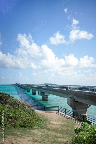 Obraz 水平線と池間大橋 宮古島