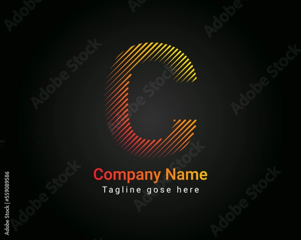 Obraz Letter C Initial minimal line font style Logo in colorful strokes. Creative typography letter C logo design