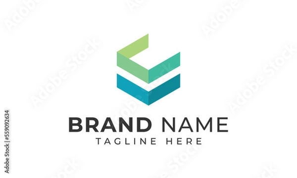 Obraz Abstract hexagon logo cube logo vector. Creative geometric logo design concept.