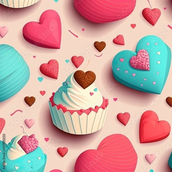 Fototapeta Valentine's day patterns graphic.Generative AI