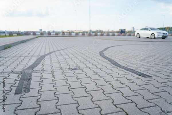 Obraz black marks from drift car tires