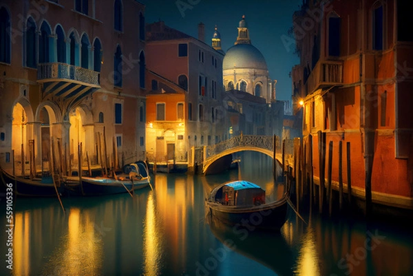 Obraz Beautiful venice illustration - generative ai