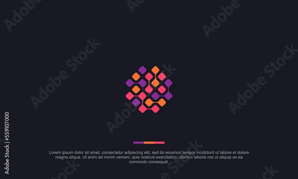 Fototapeta illustration vector graphic logo designs. logogram, logomark, pictogram logo. technology, pixels, data, internet