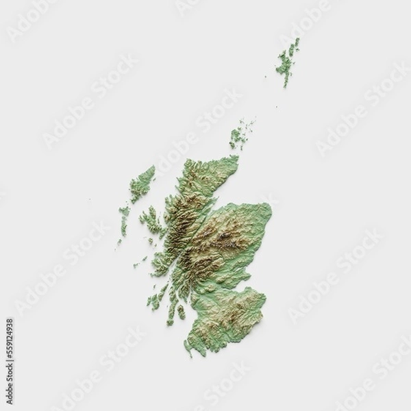 Obraz Scotland Topographic Relief Map  - 3D Render