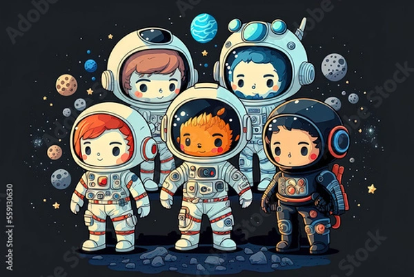 Fototapeta a group of astronauts. Generative AI