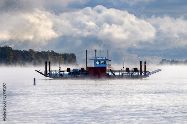 Obraz Small ferry in the winter cold