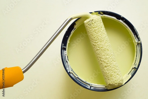 Obraz DIY home improvement paint bucket and roller brush