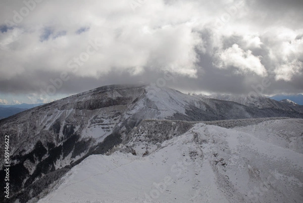 Fototapeta 天狗岳から見る冬の硫黄岳