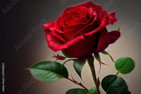 Fototapeta red rose isolated with light background rose flower