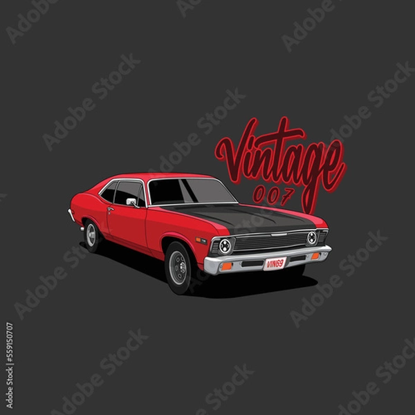 Obraz Red Vintage Car Vector Illustrator