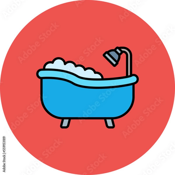 Obraz Bathtub Multicolor Circle Filled Line Icon
