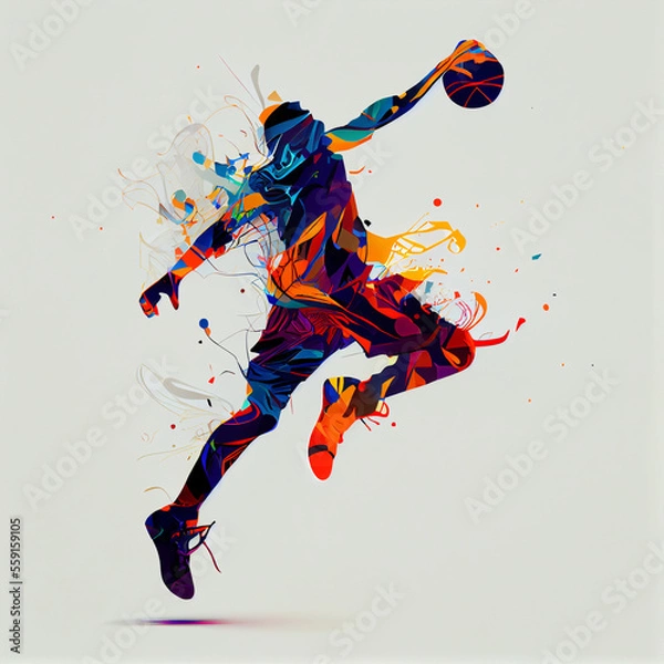 Obraz Basketball player illustration character in abstract style